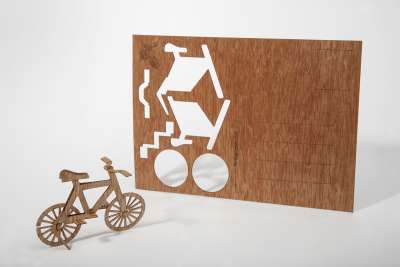 Holzpostkarte zum Basteln - Fahrrad - e-typisch
