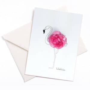 umweltfreundliche Kunstkarte - Rosa Flamingo