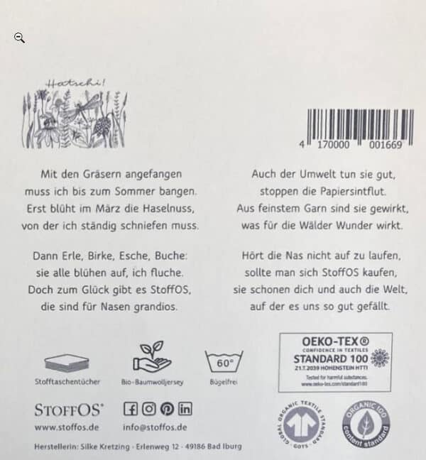 Stofftaschentücher aus Biobaumwolljersey - Verpackungsmotiv Frühling