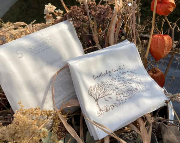 Stofftaschentücher aus Biobaumwolljersey - Verpackungsmotiv Herbst